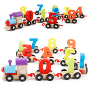 Children's building blocks digital train puzzle assembling color wooden train train educational toys