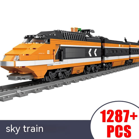 Electric Rail Train Model Children Education Small Particles Assembled Building Block Toys