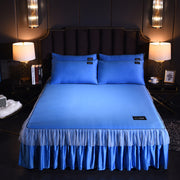 Washed Silk Solid Color Skirt Non-slip Bedspread Bed Cover