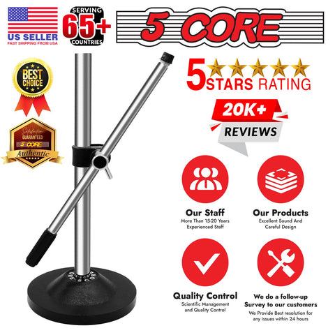5Core Desktop Mic Stand Universal Desk Microphone Holder Table Top Round Base Stands - MS RBS CH IN