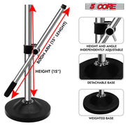 5Core Desktop Mic Stand Universal Desk Microphone Holder Table Top Round Base Stands - MS RBS CH IN