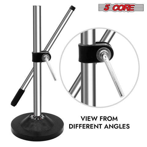 5Core Desktop Mic Stand Universal Desk Microphone Holder Table Top Round Base Stands - MS RBS CH IN